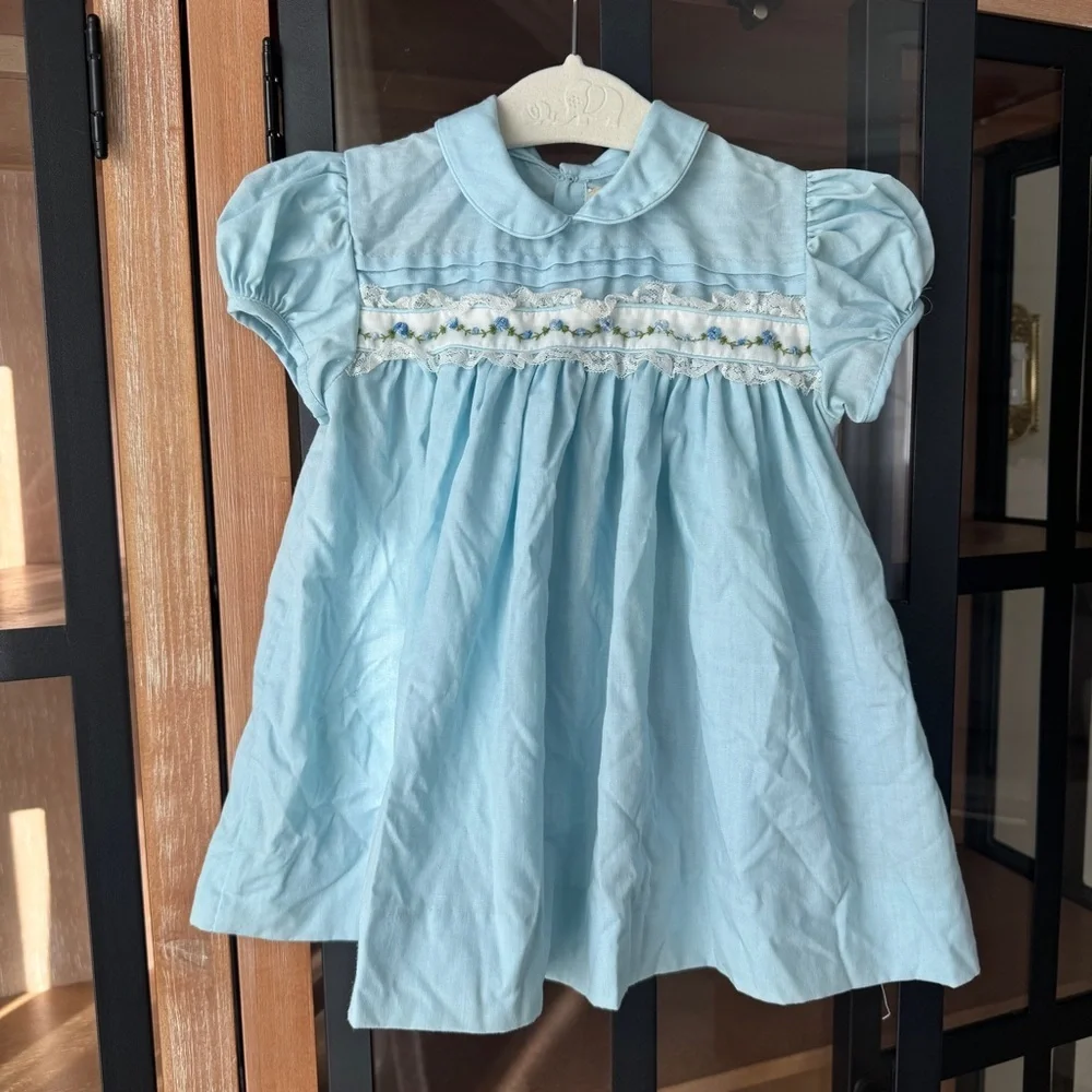 C.I. Castro vintage heirloom dress baby girl lace embroidered pintuck flowers